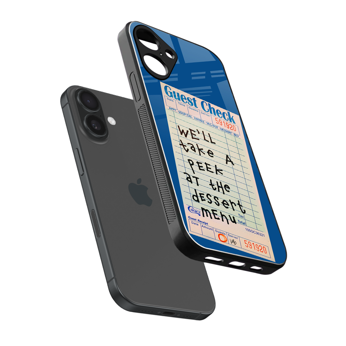 dessert menu back phone cover | glass case for iphone 16 plus