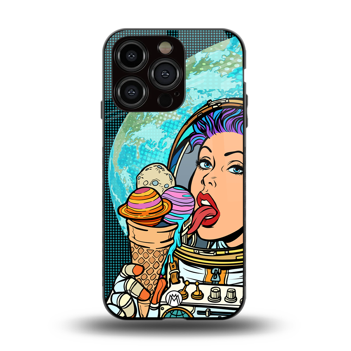 dessert space back phone cover | glass case for iphone 14 pro