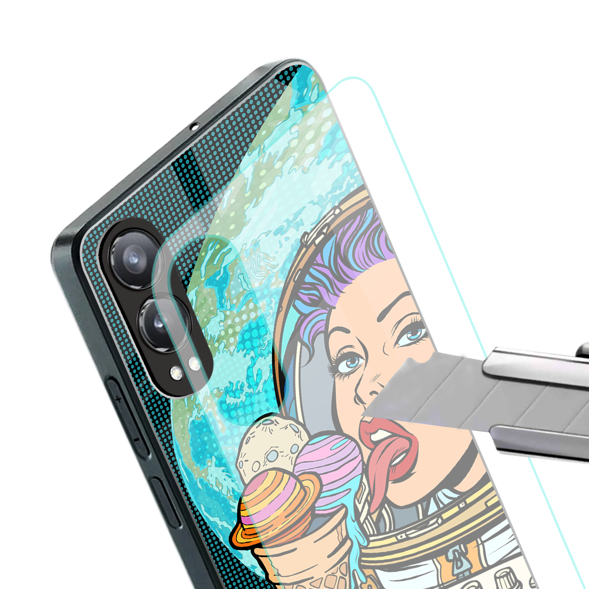 dessert space back phone cover | glass case for oneplus nord ce 4 lite