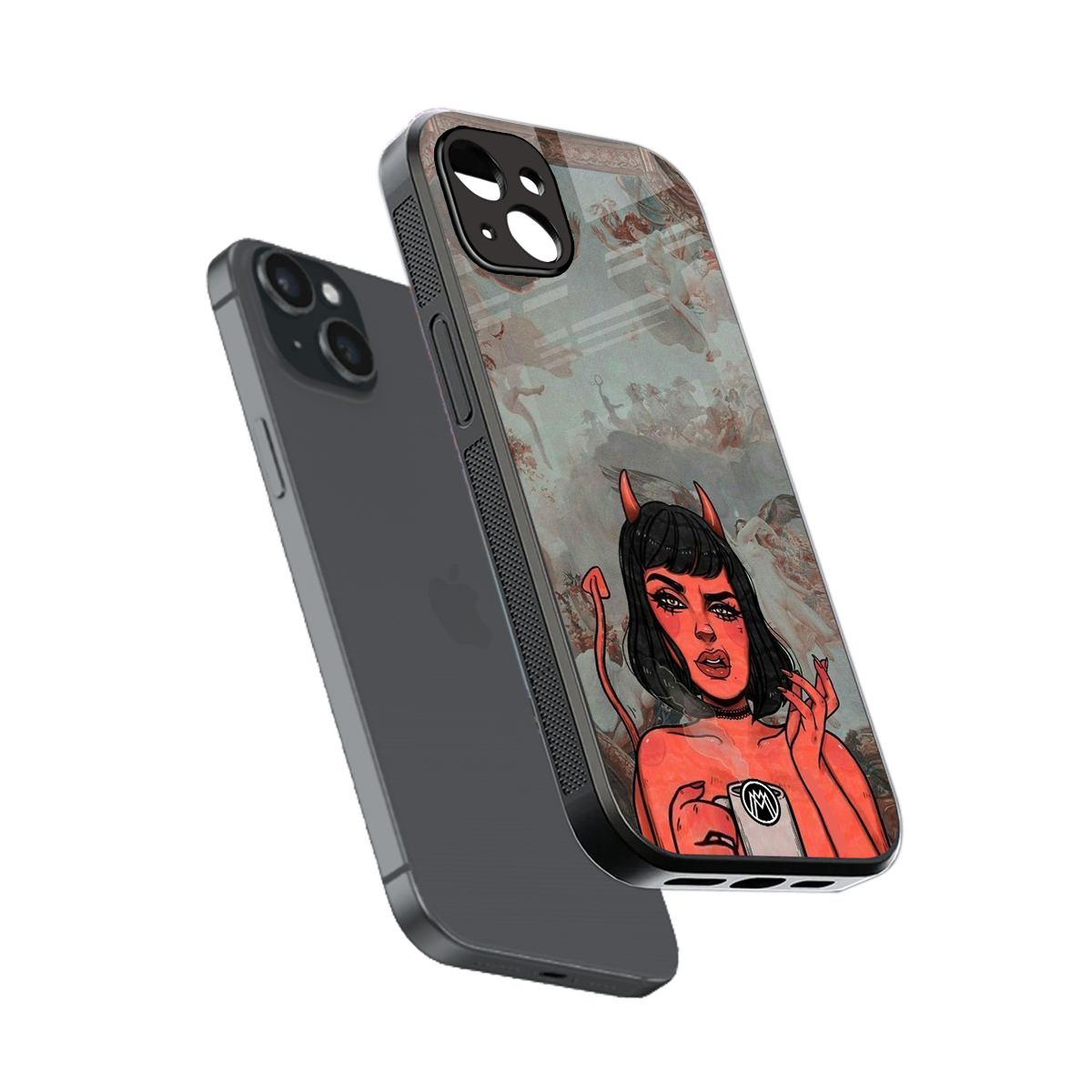 devil buys mymerchandize back phone cover | glass case for iphone 14 plus