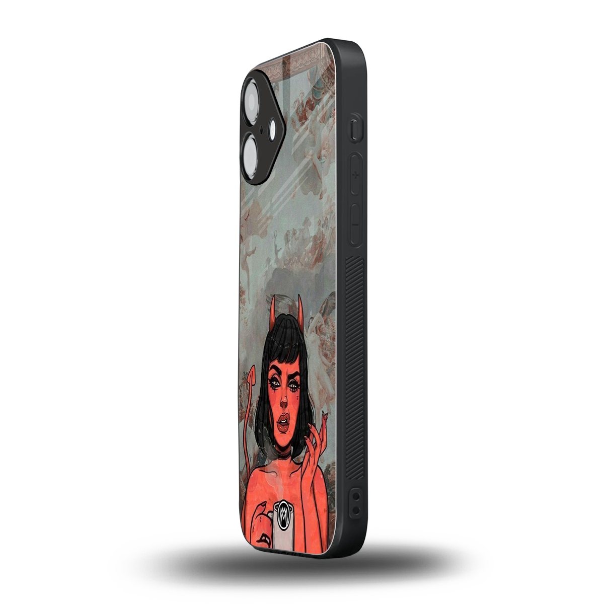 devil buys mymerchandize back phone cover | glass case for iphone 16 plus