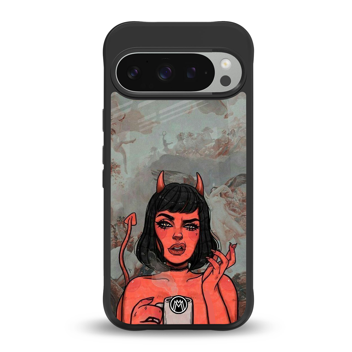 devil buys mymerchandize back phone cover | glass case for google pixel 9 pro