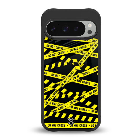 do not cross warning back phone cover | glass case for google pixel 9 pro