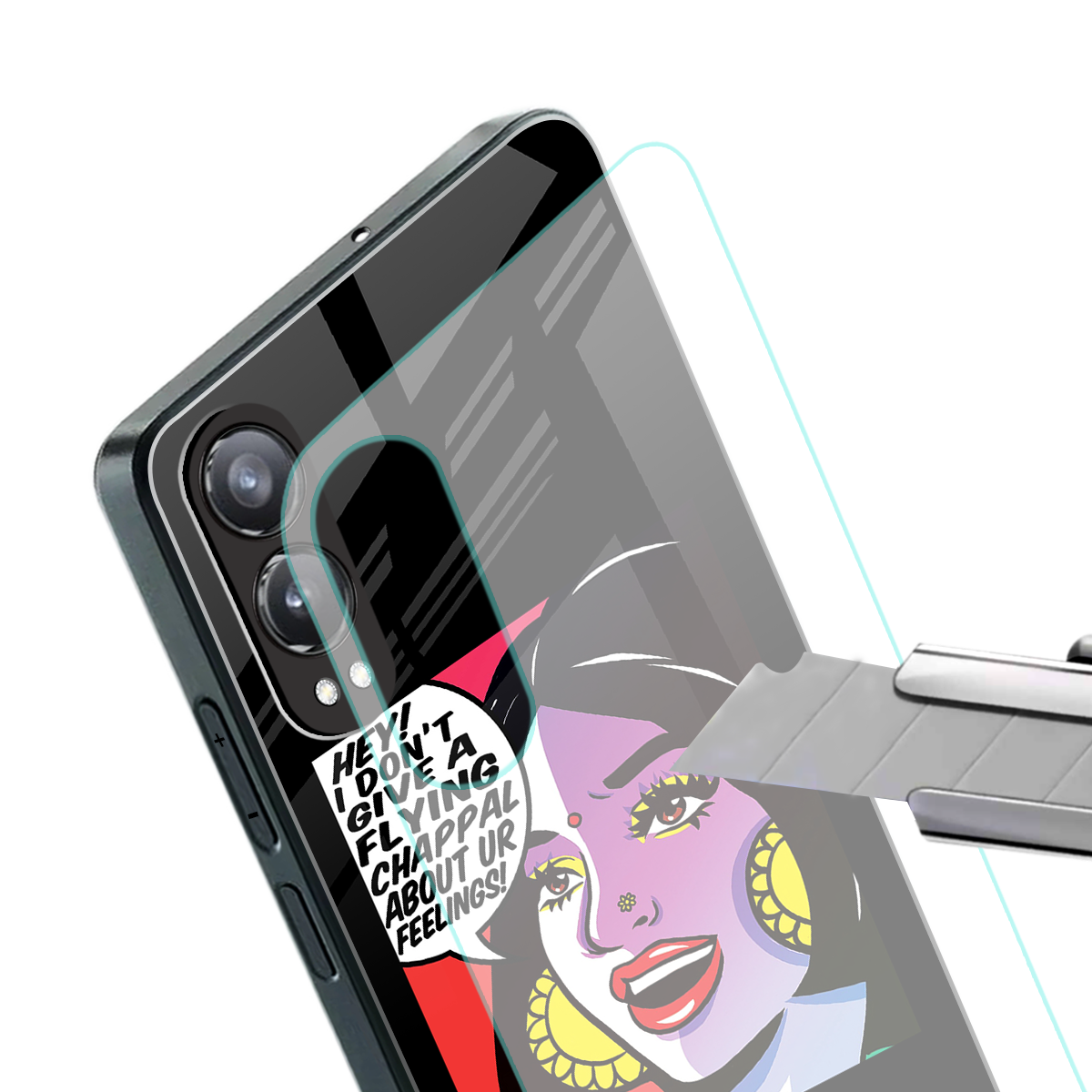don't give a flying chappal back phone cover | glass case for oneplus nord ce 4 lite