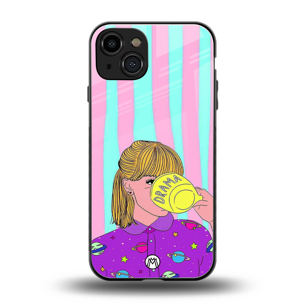 dramateacal girl back phone cover | glass case for iphone 15