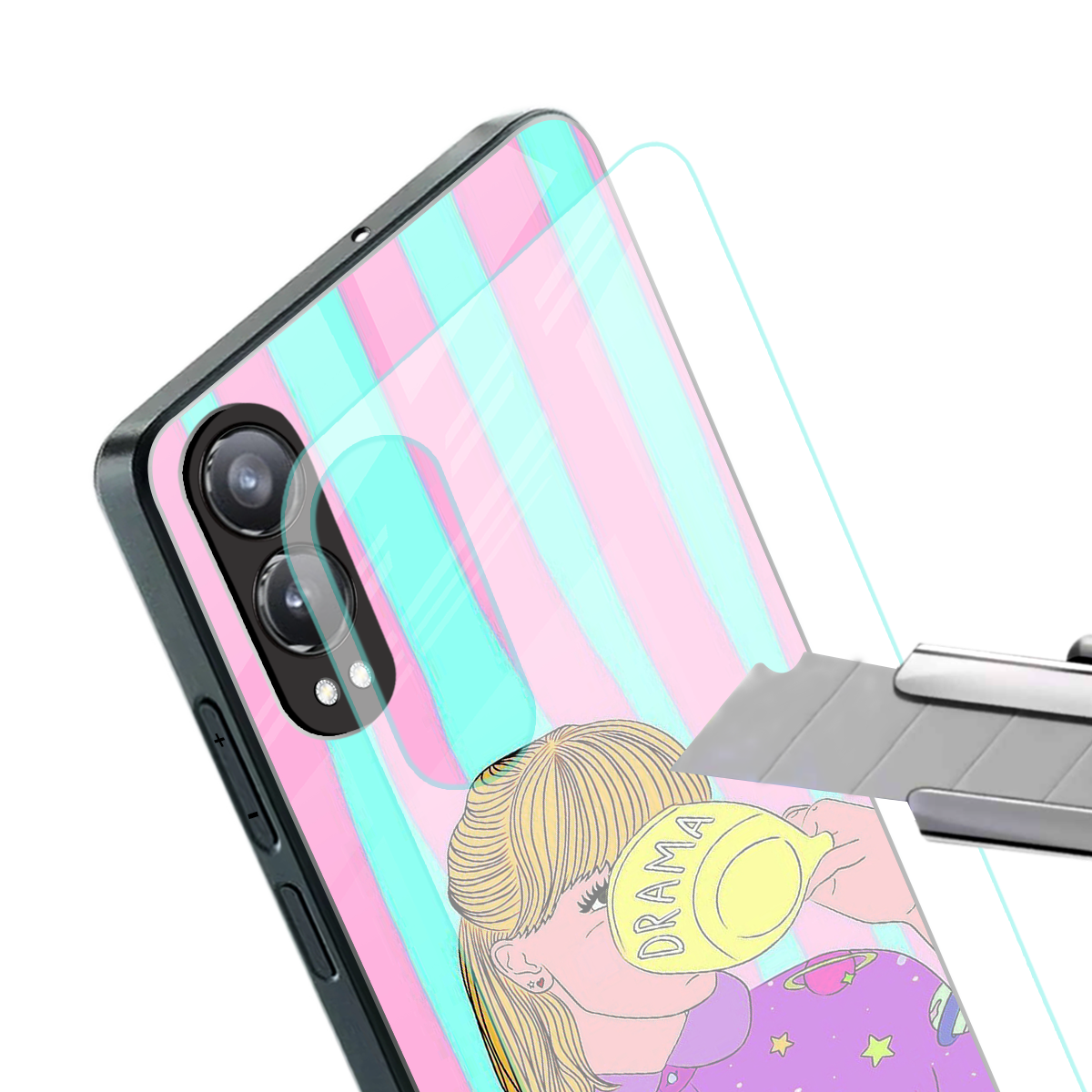 dramateacal girl back phone cover | glass case for oneplus nord ce 4 lite