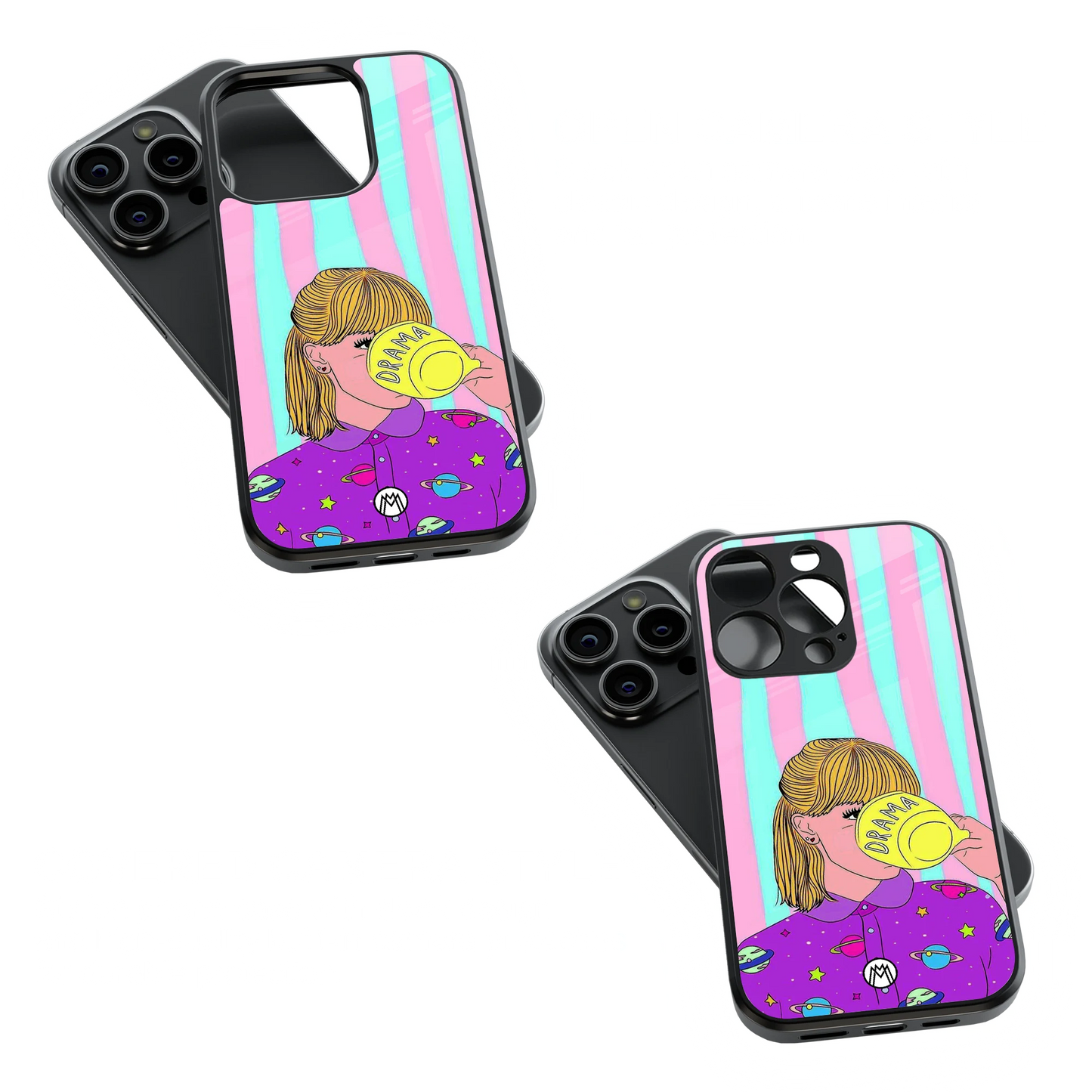 Trendy Glass Back Mobile Case for iPhone, Samsung, Redmi, OnePlus, Google Pixel, Motorola