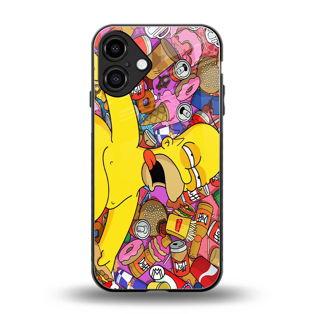 drunk homer simpsons back phone cover | glass case for iphone 16 plus