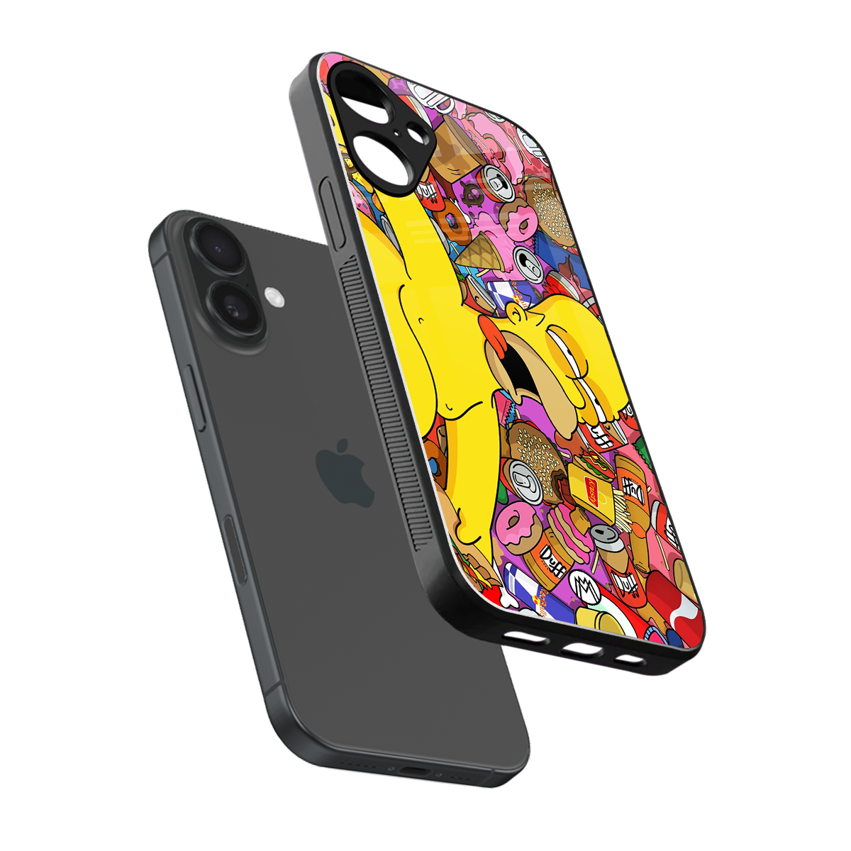 drunk homer simpsons back phone cover | glass case for iphone 16 plus