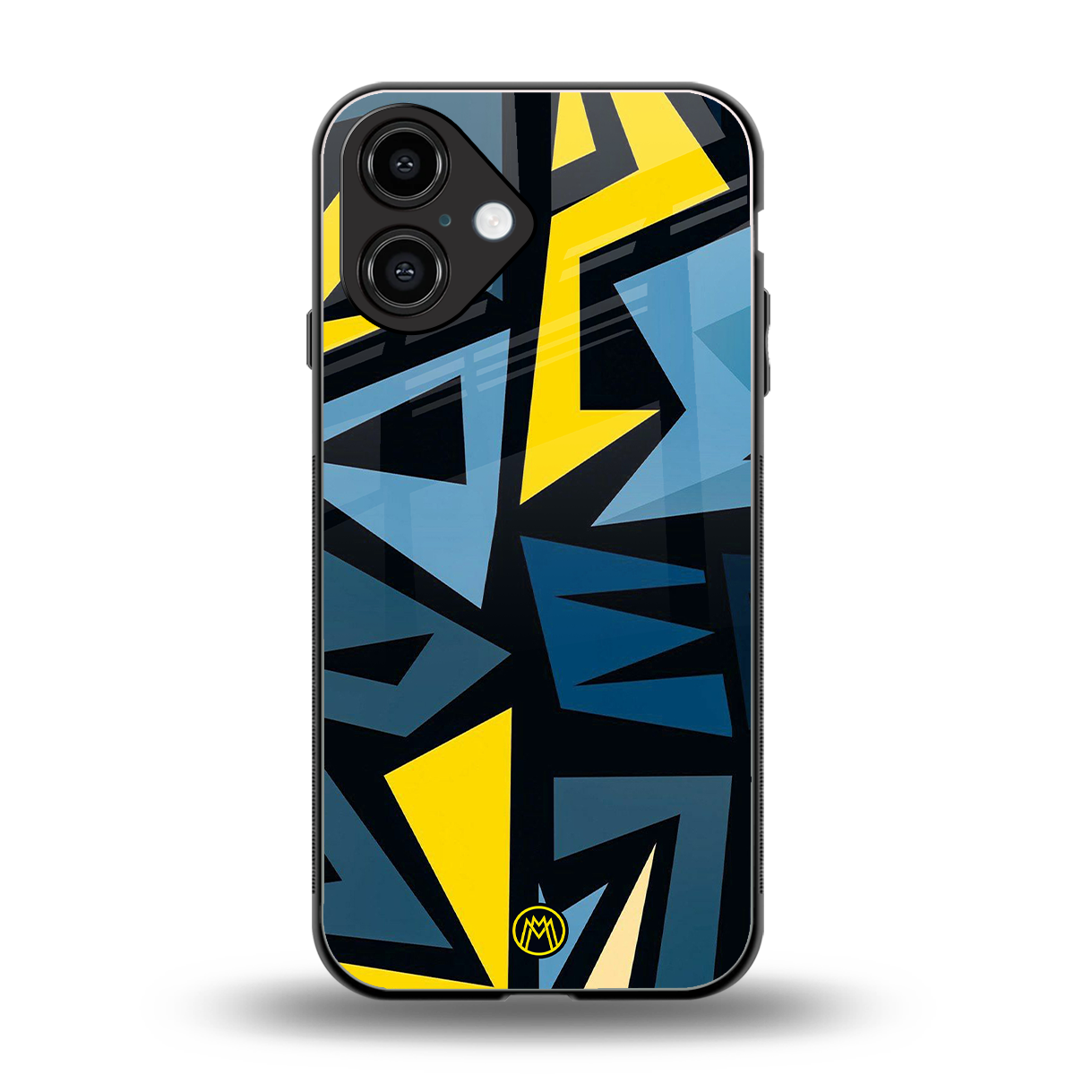 dynamic blue yellow pattern back phone cover | glass case for iphone 16