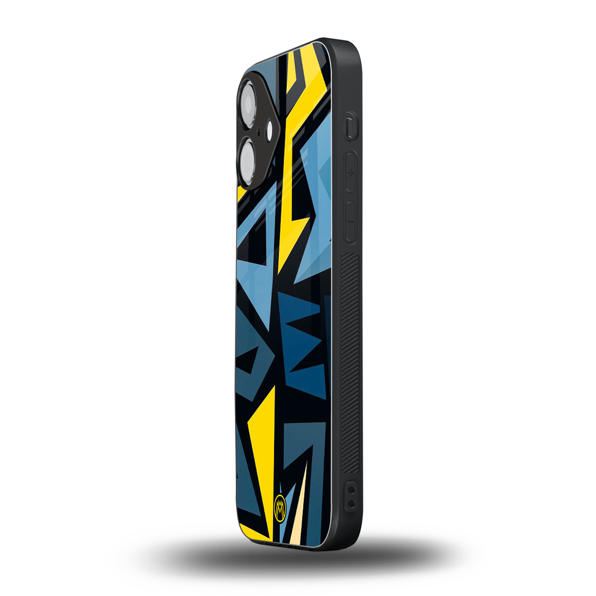 dynamic blue yellow pattern back phone cover | glass case for iphone 16