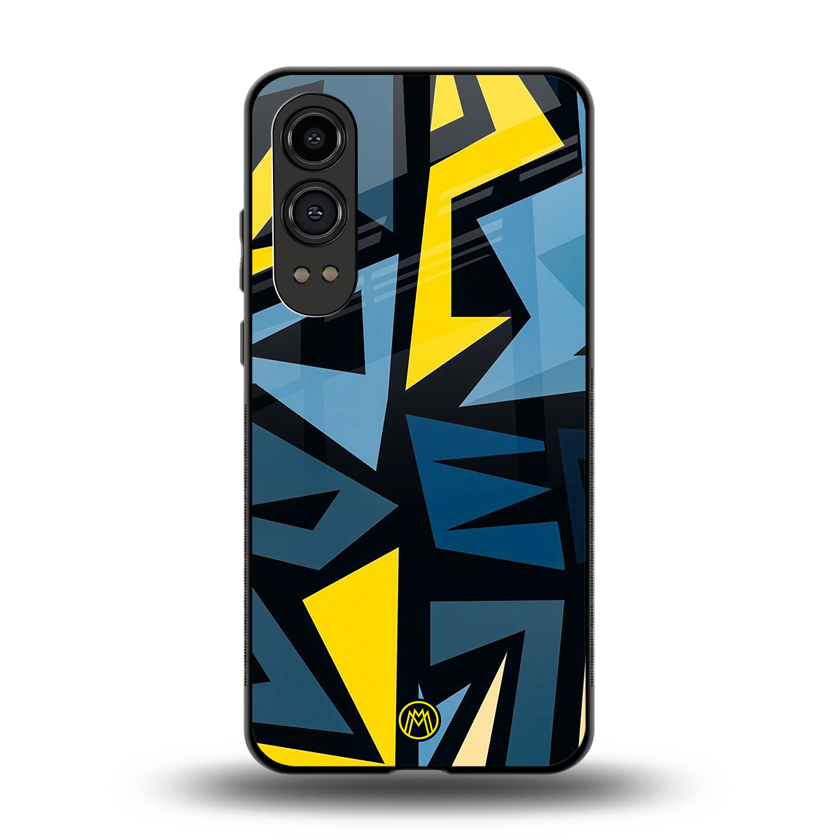 dynamic blue yellow pattern back phone cover | glass case for oneplus nord ce 4 lite