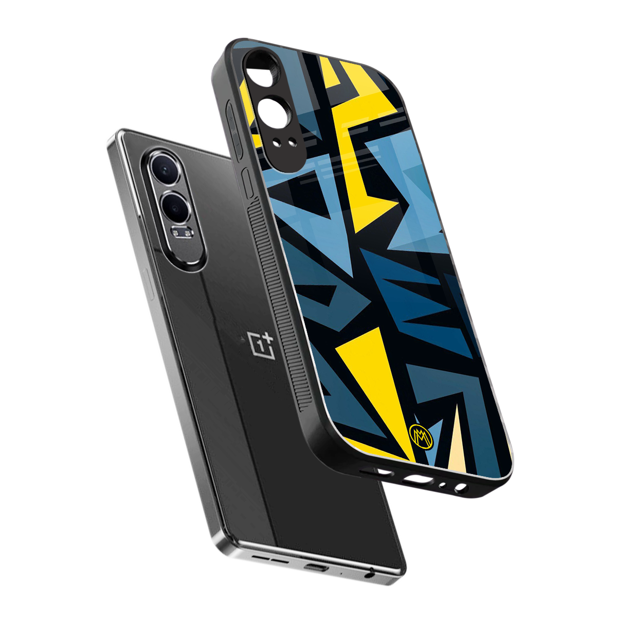 dynamic blue yellow pattern back phone cover | glass case for oneplus nord ce 4 lite