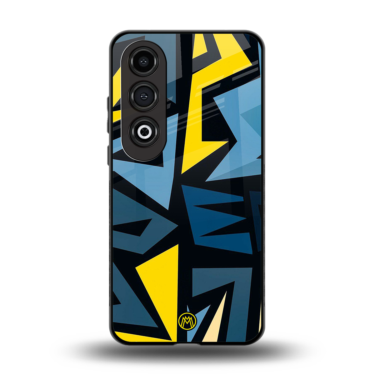 dynamic blue yellow pattern back phone cover | glass case for oneplus nord ce 4