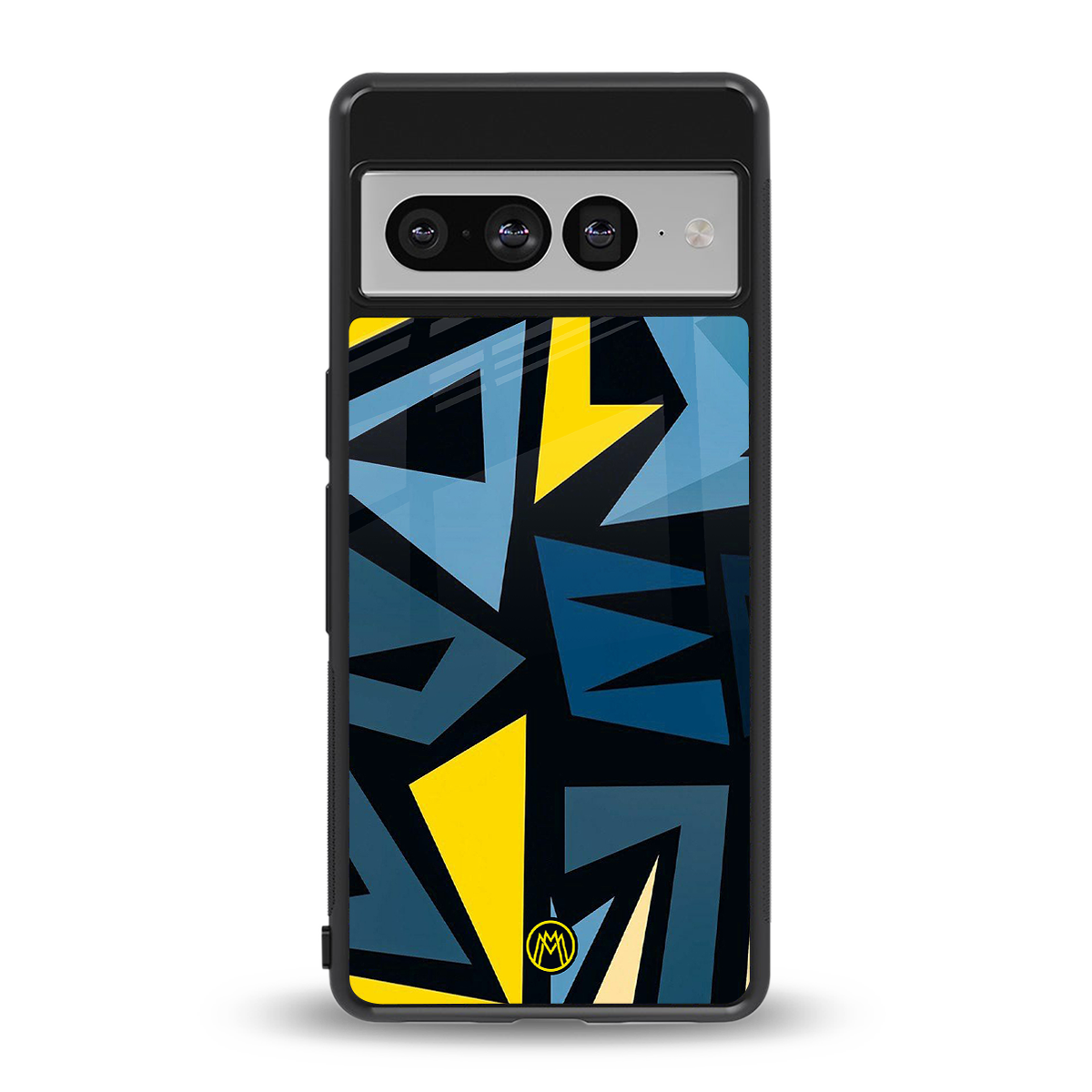dynamic blue yellow pattern back phone cover | glass case for google pixel 7 pro