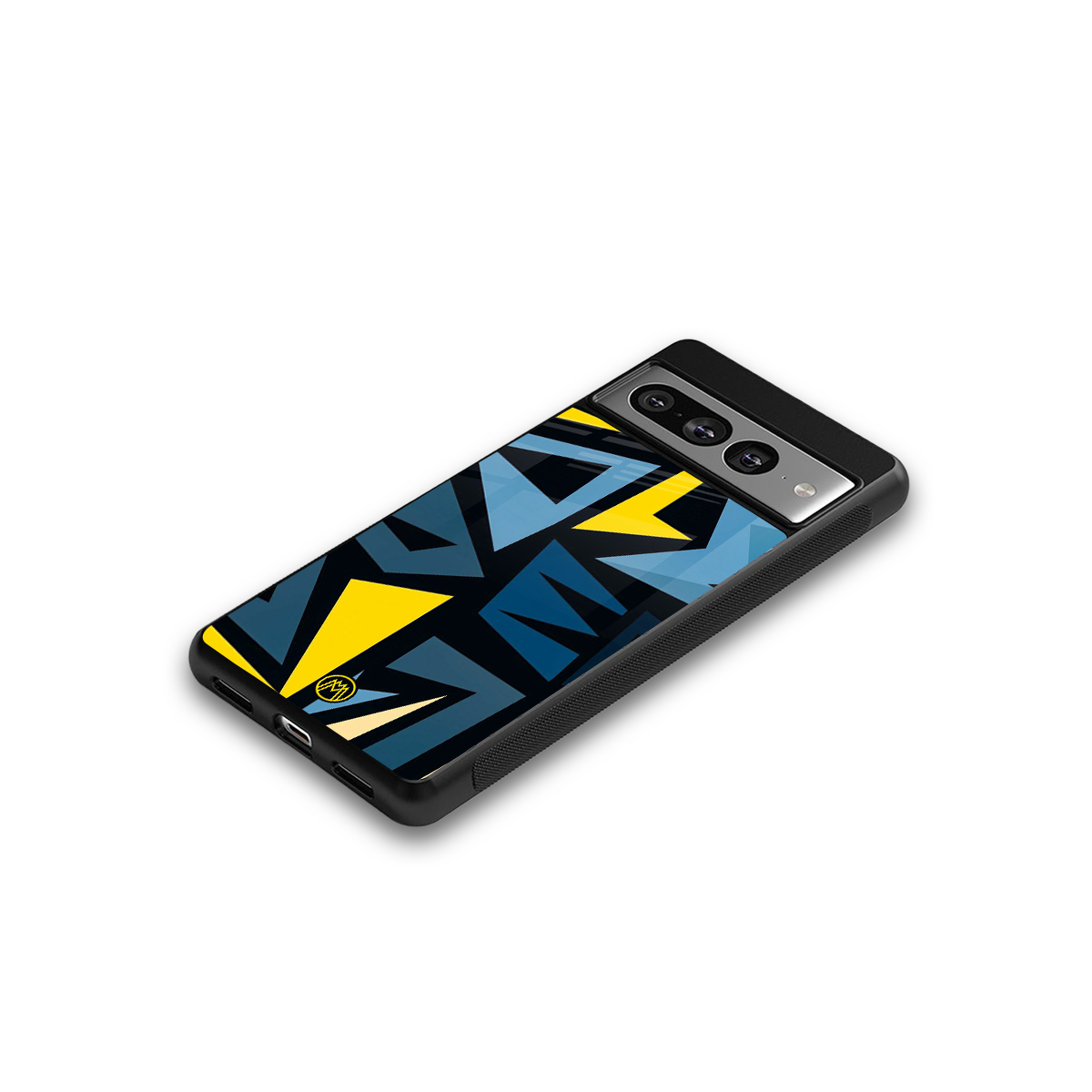 dynamic blue yellow pattern back phone cover | glass case for google pixel 7 pro