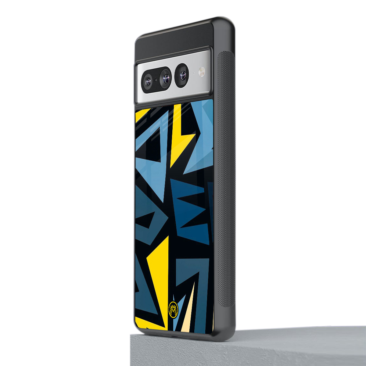 dynamic blue yellow pattern back phone cover | glass case for google pixel 7 pro