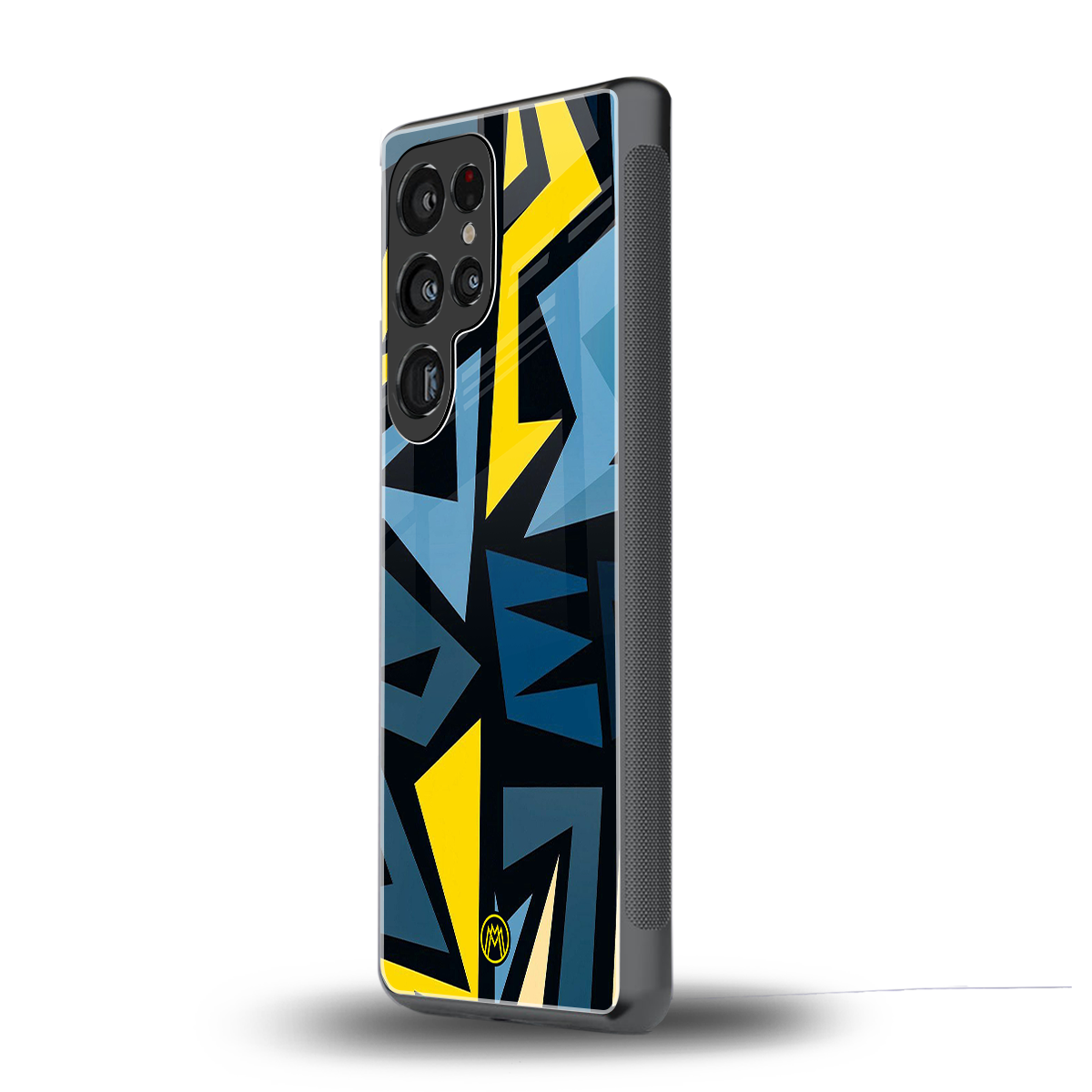 dynamic blue yellow pattern back phone cover | glass case for samsung galaxy s25 ultra