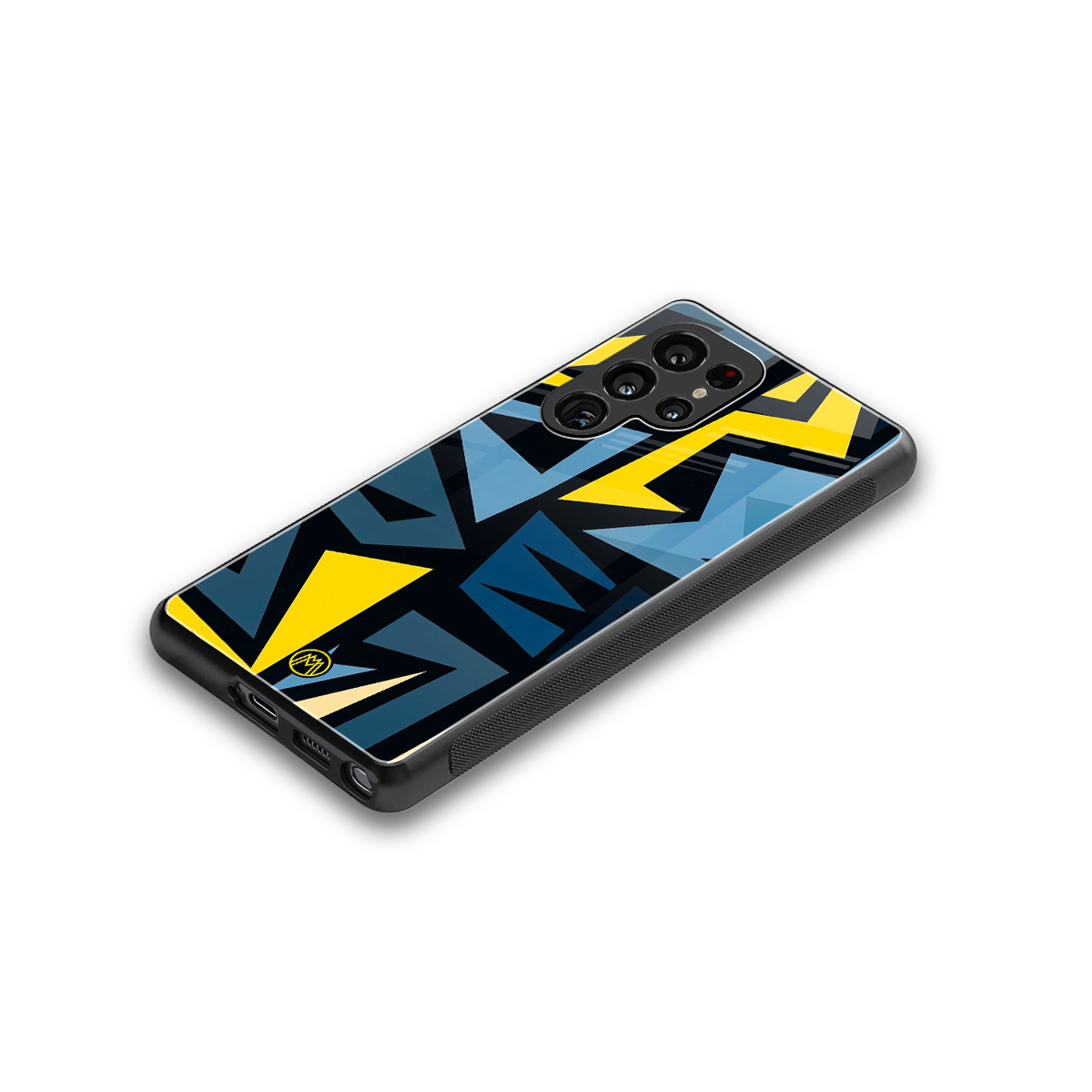 dynamic blue yellow pattern back phone cover | glass case for samsung galaxy s25 ultra