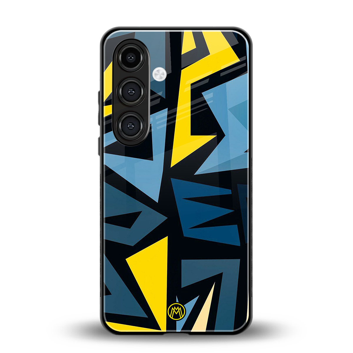 dynamic blue yellow pattern back phone cover | glass case for samsung galaxy s24 fe