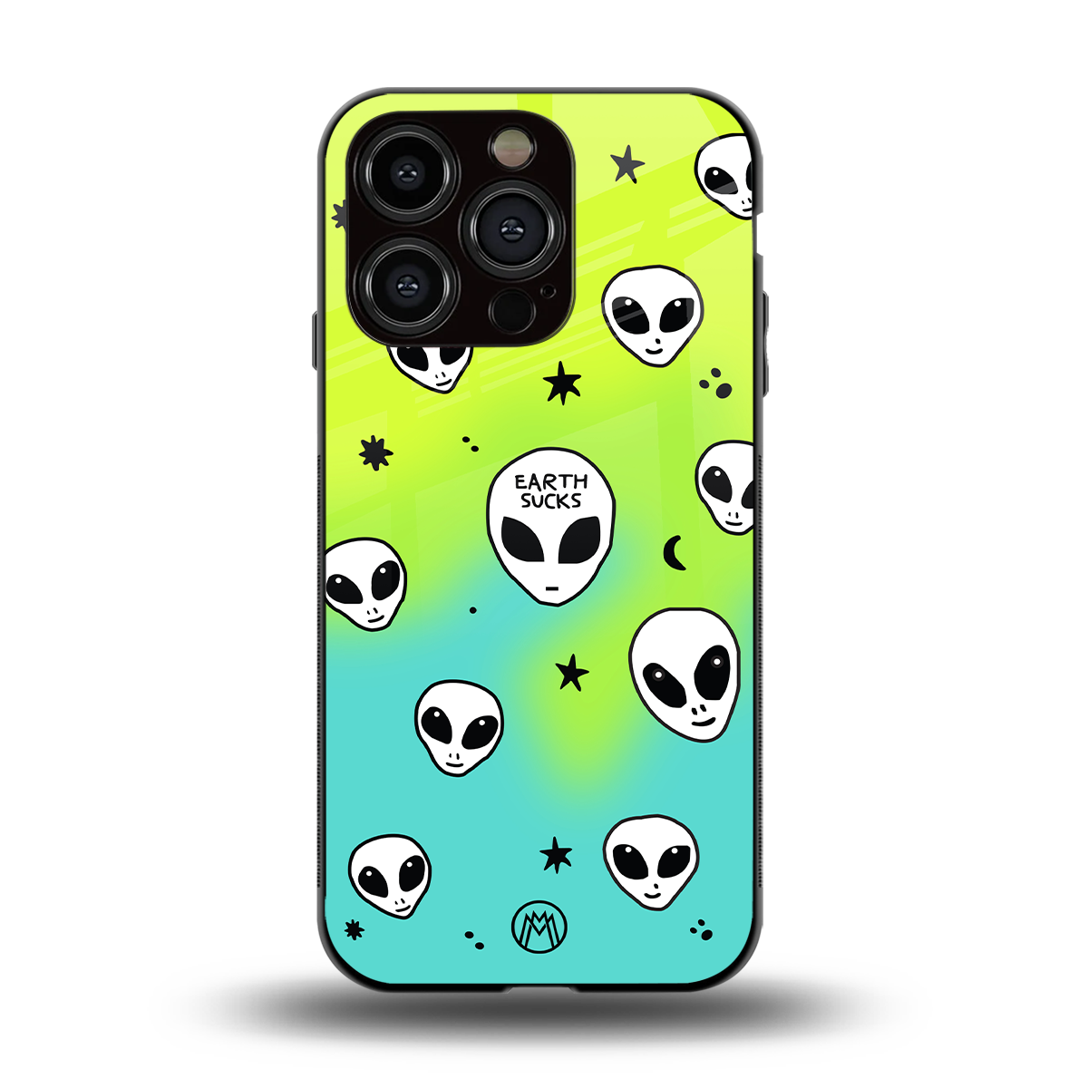 earth sucks neon edition back phone cover | glass case for iphone 14 pro