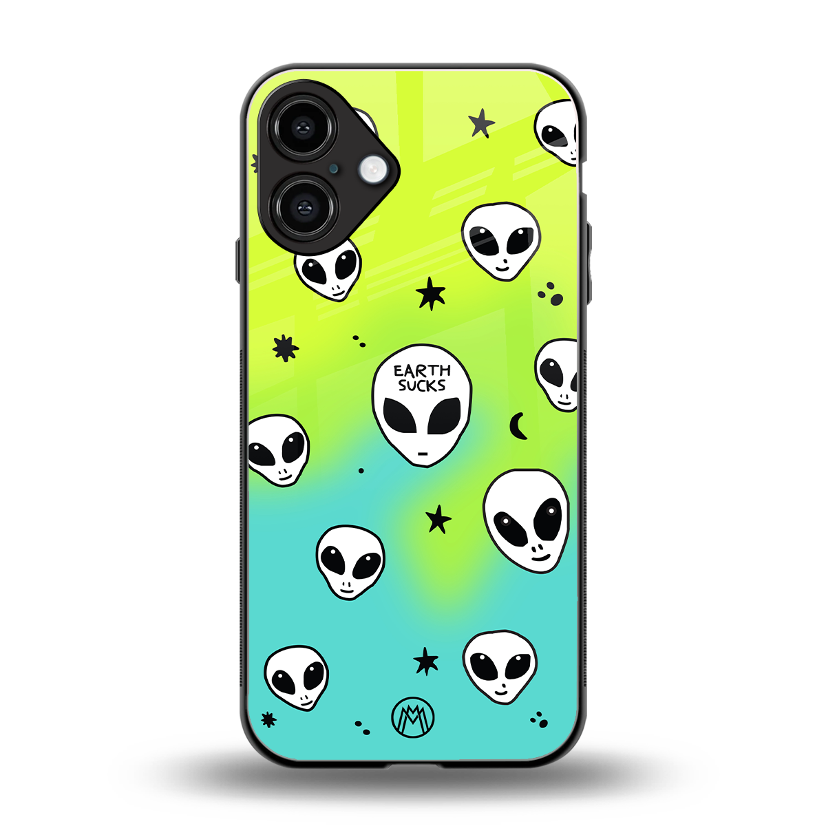earth sucks neon edition back phone cover | glass case for iphone 16 plus