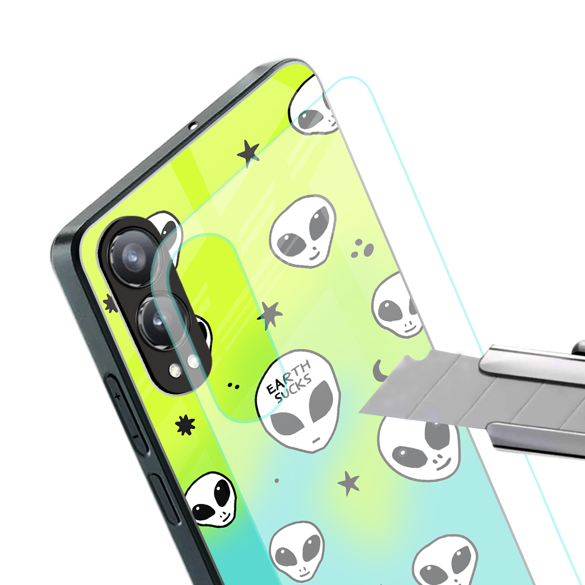 earth sucks neon edition back phone cover | glass case for oneplus nord ce 4 lite