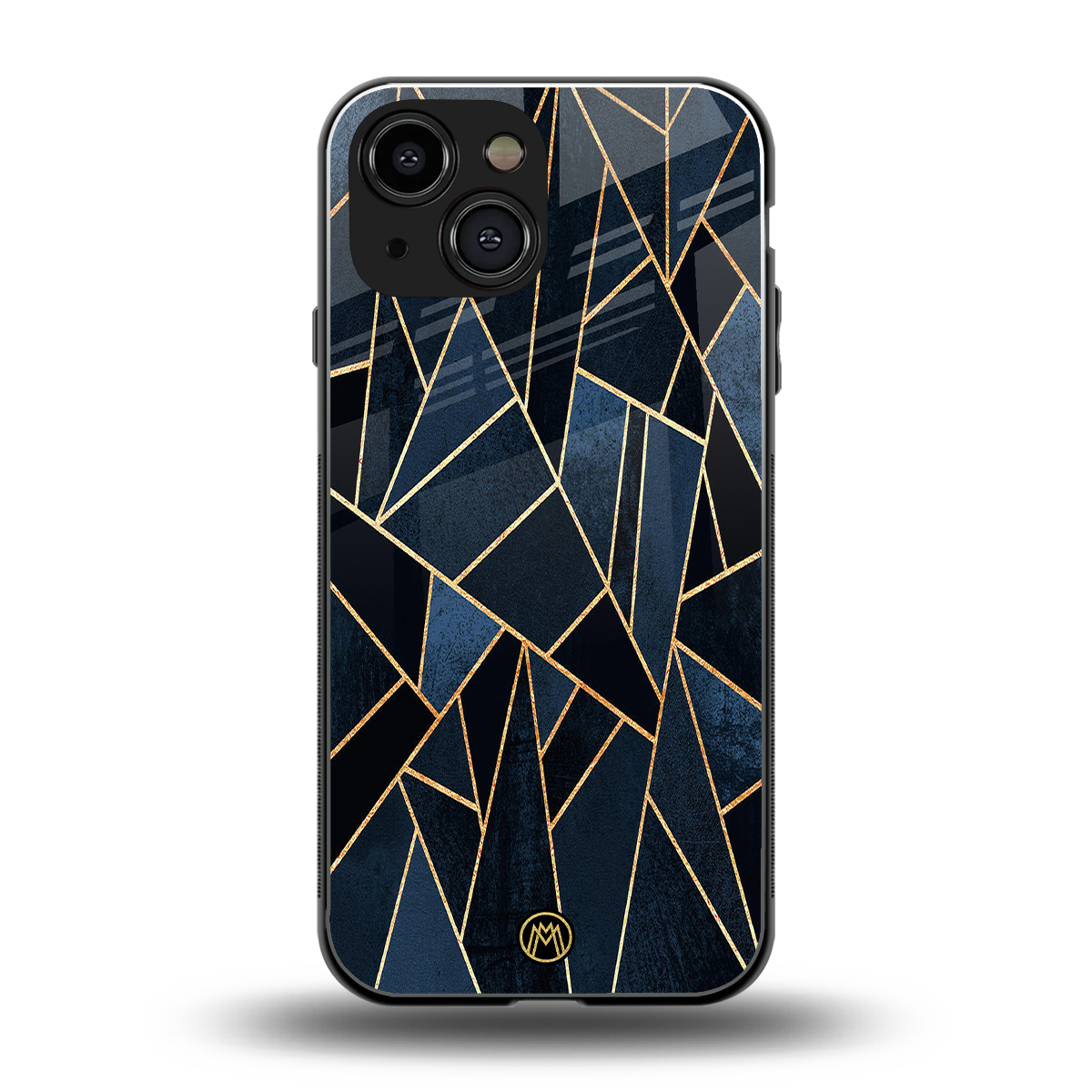elite blue geometric back phone cover | glass case for iphone 13 mini