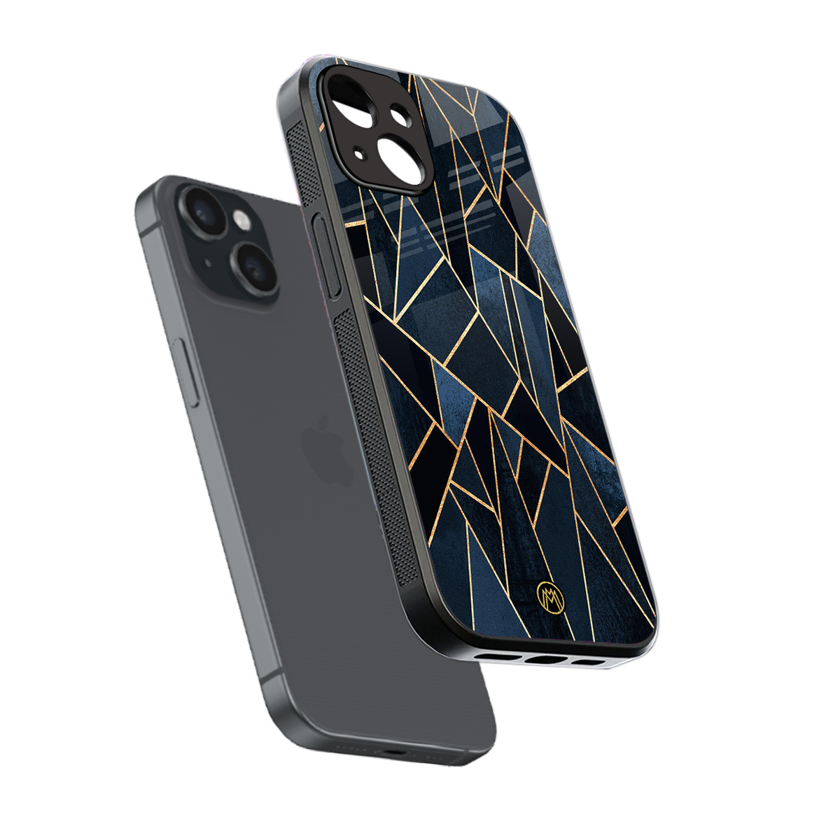 elite blue geometric back phone cover | glass case for iphone 13 mini