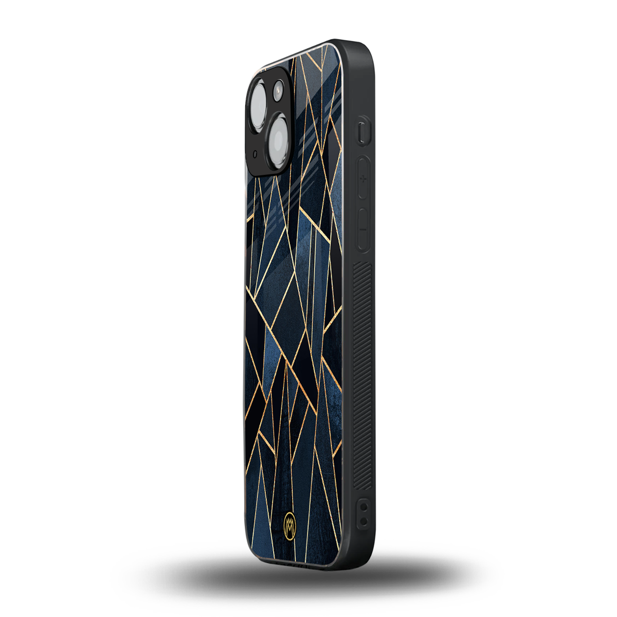 elite blue geometric back phone cover | glass case for iphone 13 mini