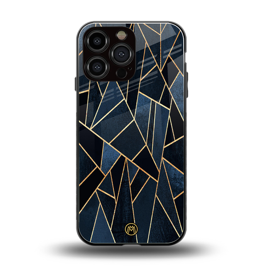 elite blue geometric back phone cover | glass case for iphone 14 pro max