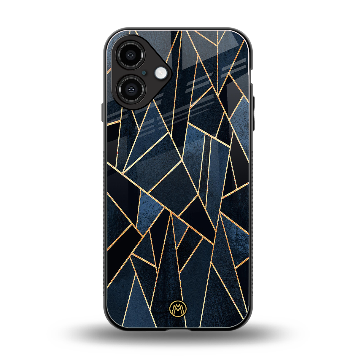 elite blue geometric back phone cover | glass case for iphone 16 plus