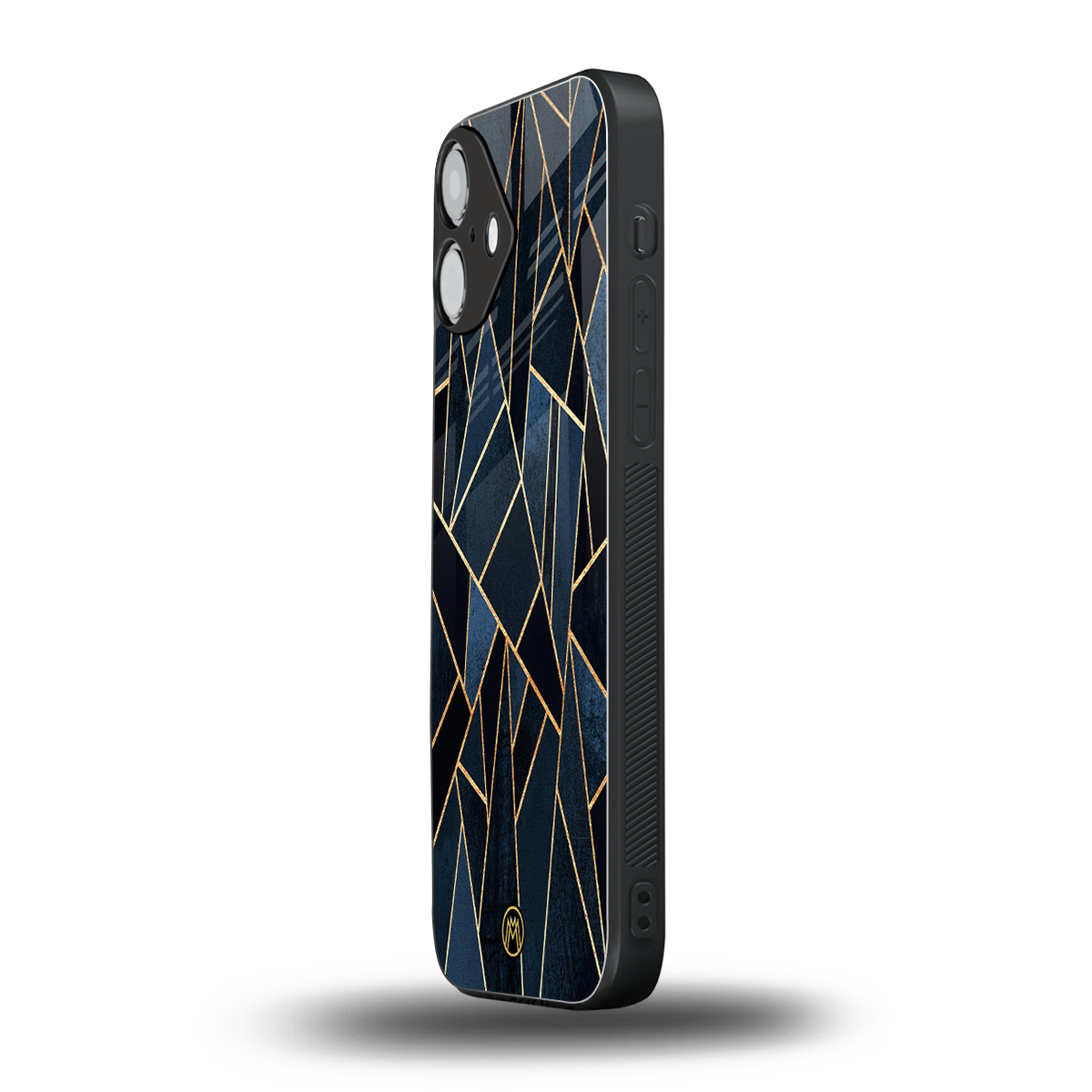 elite blue geometric back phone cover | glass case for iphone 16 plus