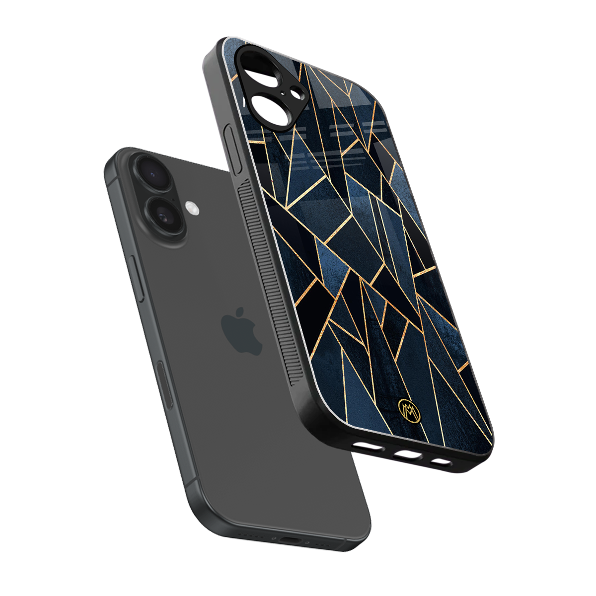 elite blue geometric back phone cover | glass case for iphone 16
