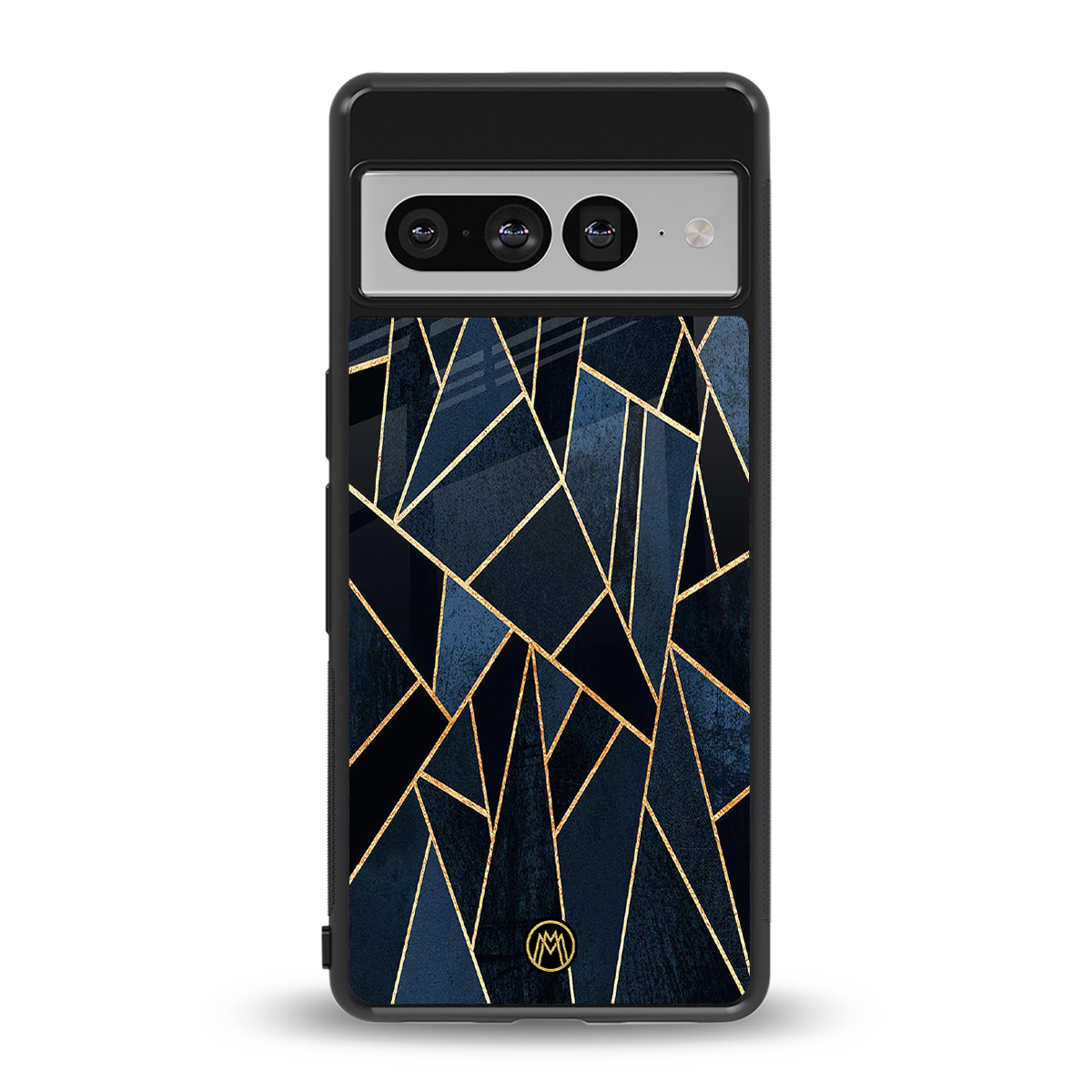 elite blue geometric back phone cover | glass case for google pixel 7 pro