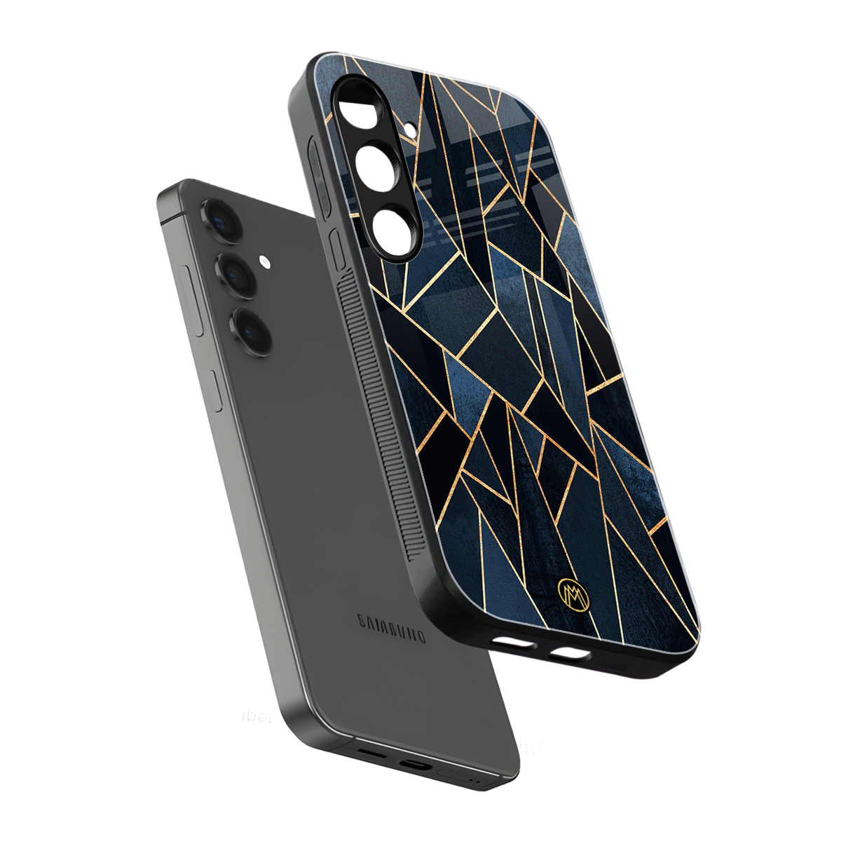 elite blue geometric back phone cover | glass case for samsung galaxy s24 fe