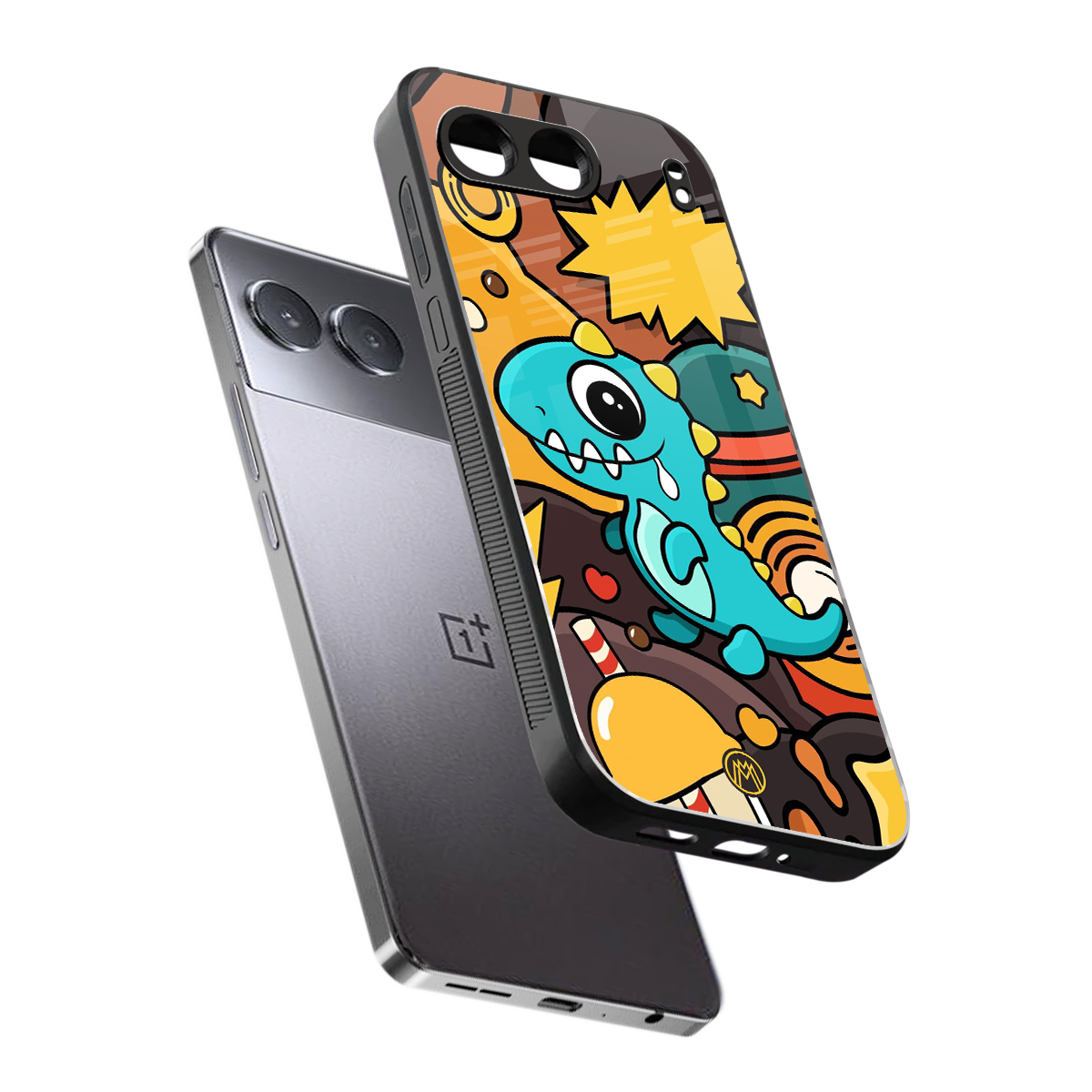 emerald green dinosaur back phone cover | glass case for oneplus nord 4