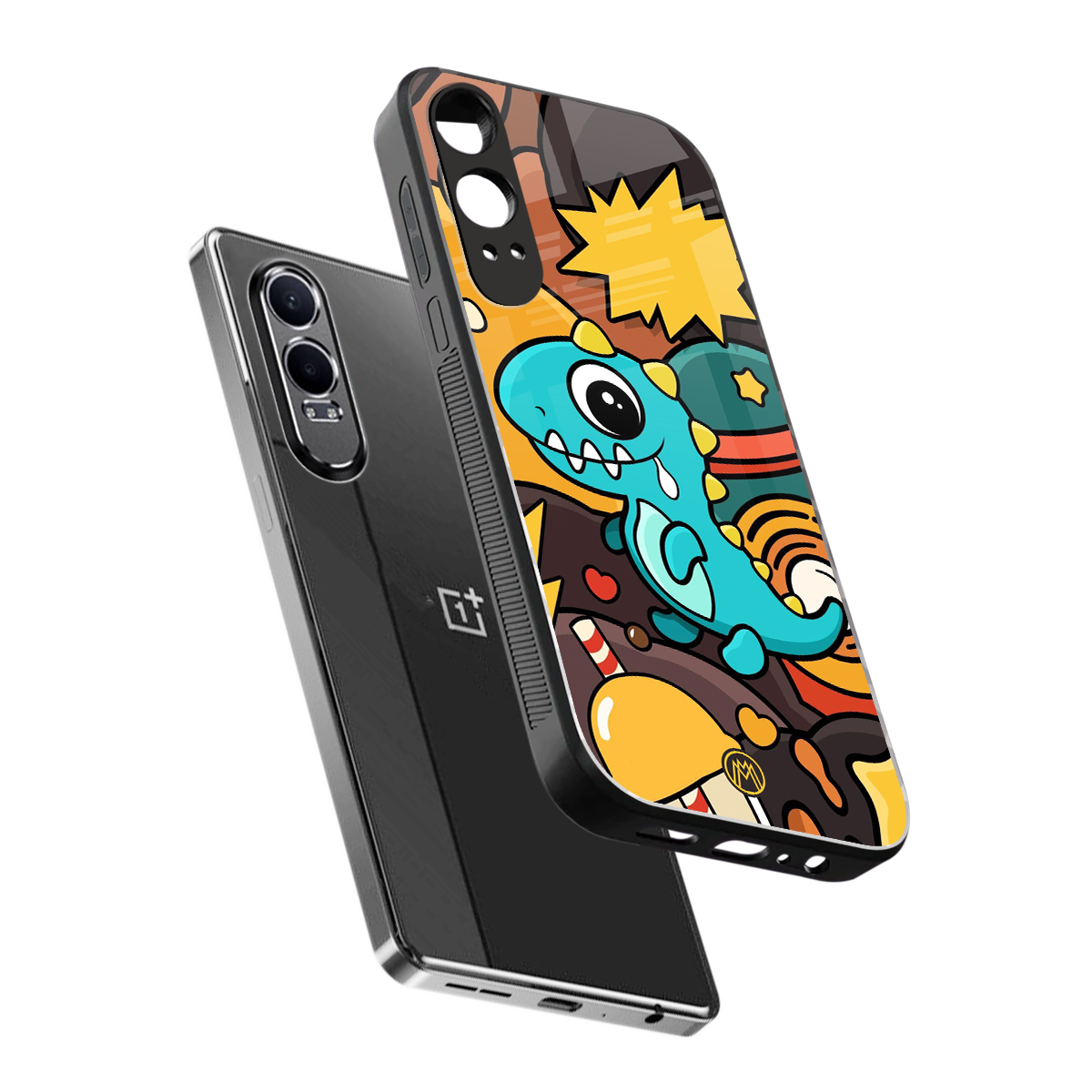 emerald green dinosaur back phone cover | glass case for oneplus nord ce 4 lite