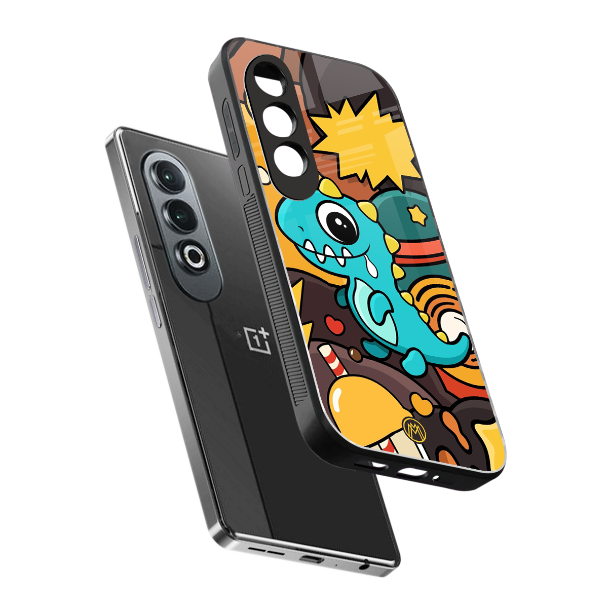 emerald green dinosaur back phone cover | glass case for oneplus nord ce 4