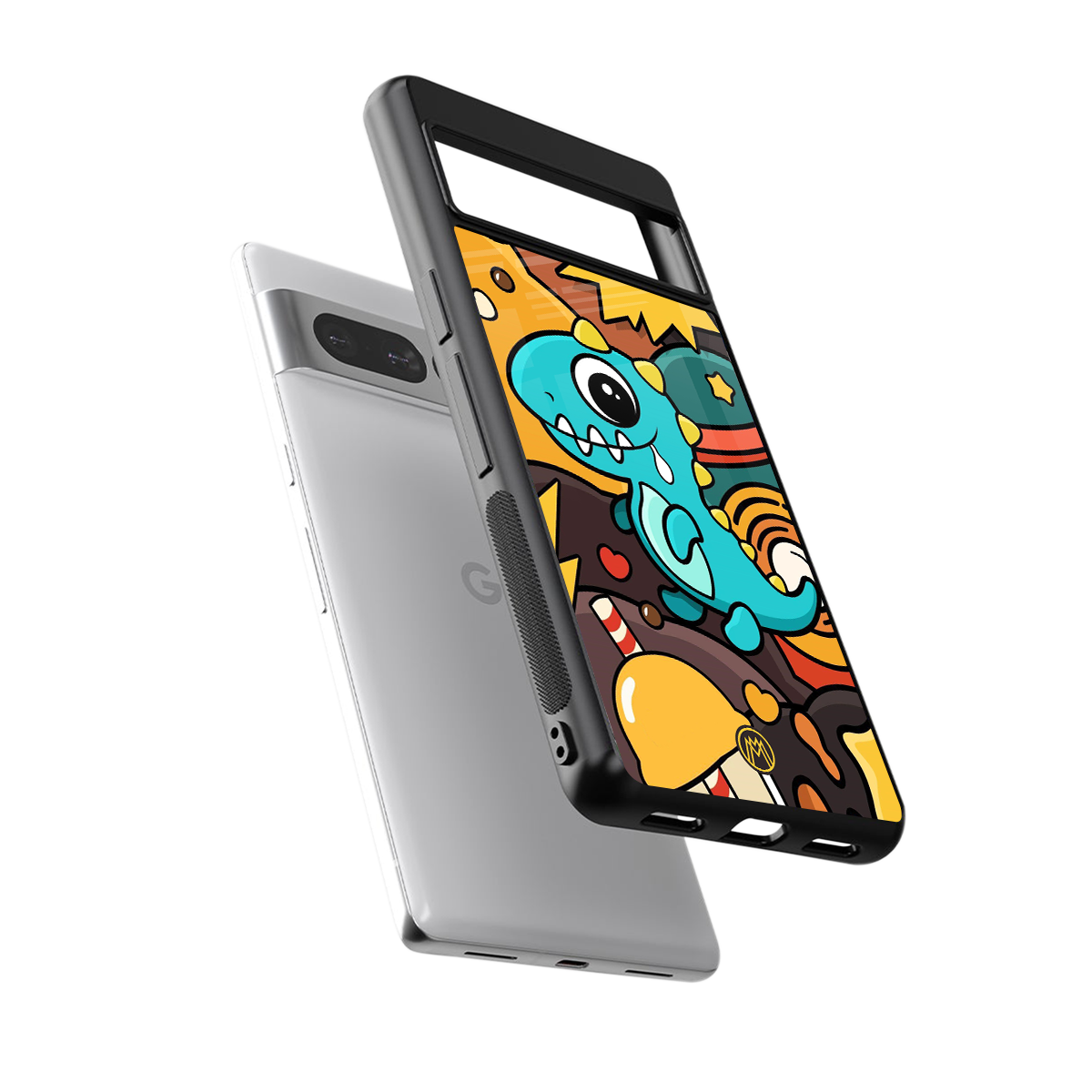 emerald green dinosaur back phone cover | glass case for google pixel 7 pro
