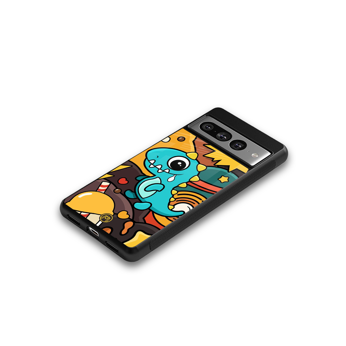 emerald green dinosaur back phone cover | glass case for google pixel 7 pro
