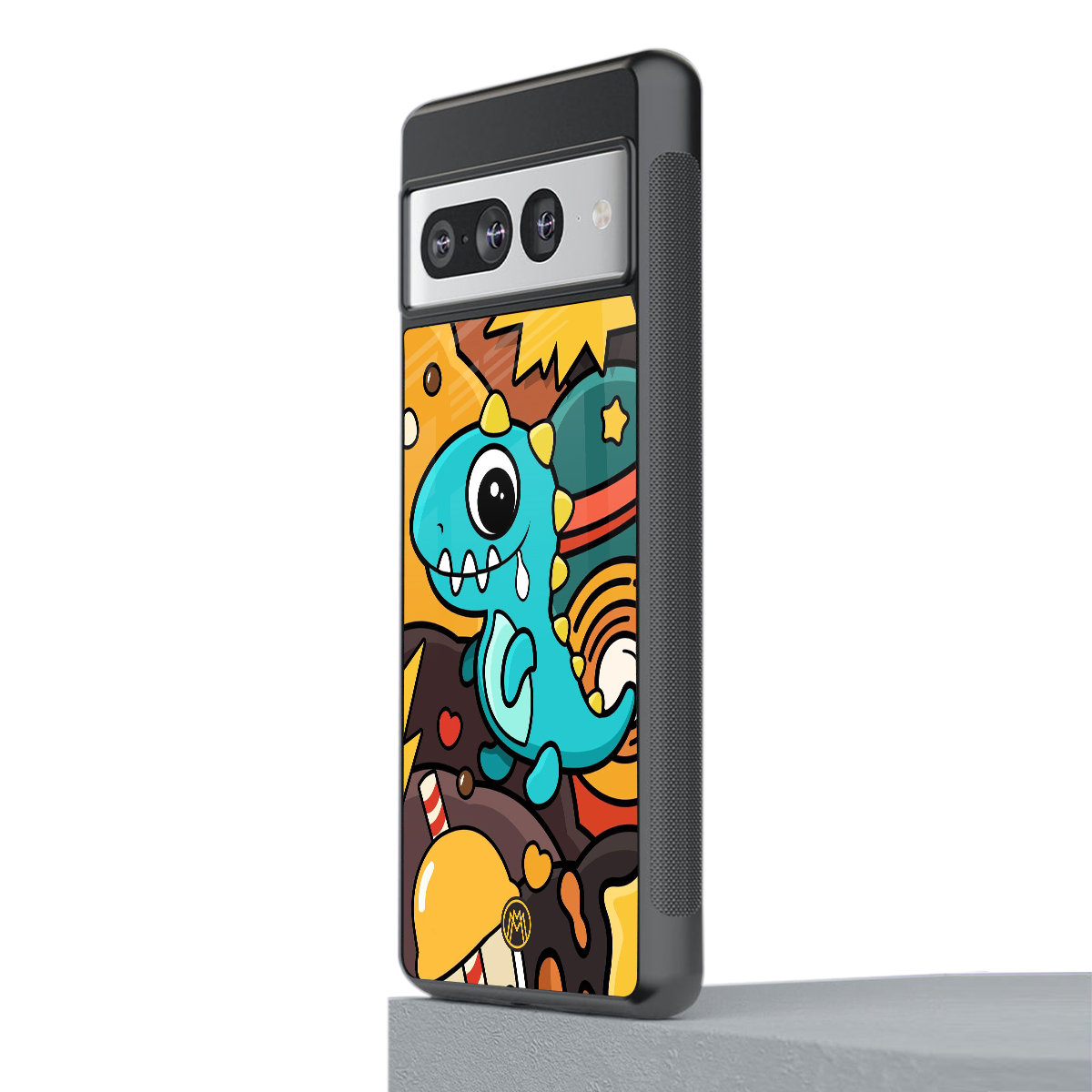 emerald green dinosaur back phone cover | glass case for google pixel 7 pro
