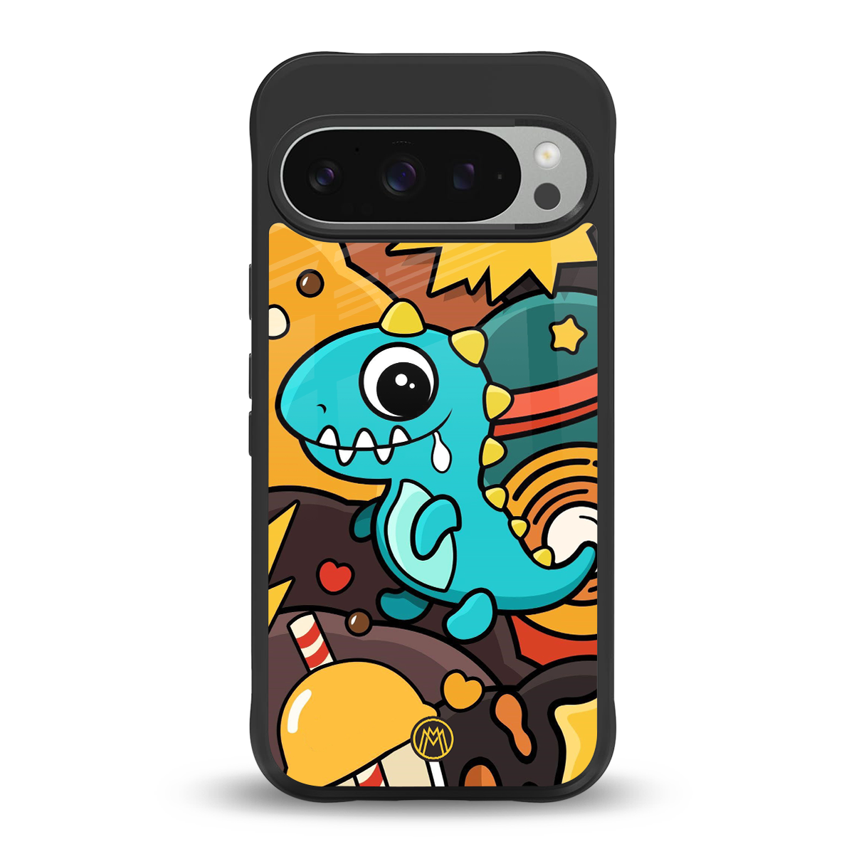 emerald green dinosaur back phone cover | glass case for google pixel 9 pro