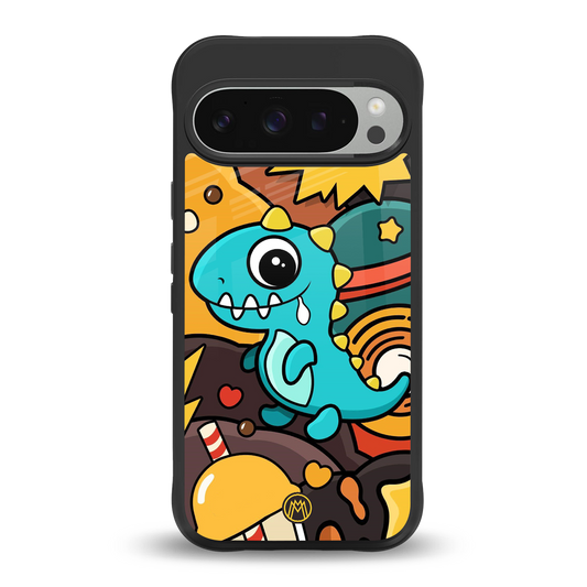 emerald green dinosaur back phone cover | glass case for google pixel 9 pro