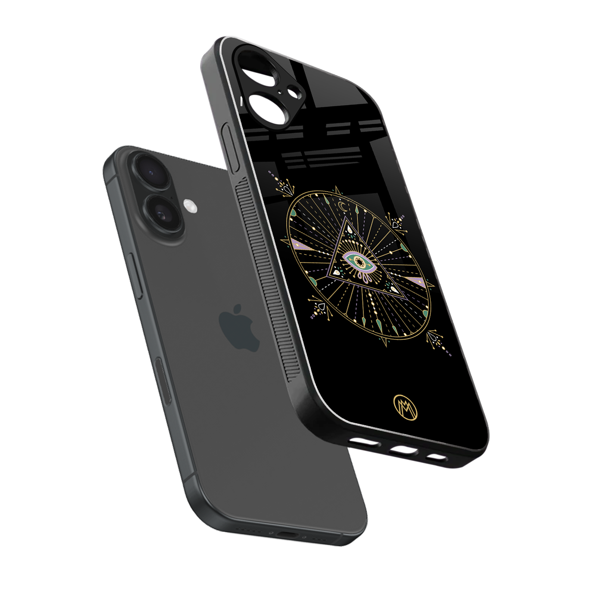evil eye mandala black back phone cover | glass case for iphone 16