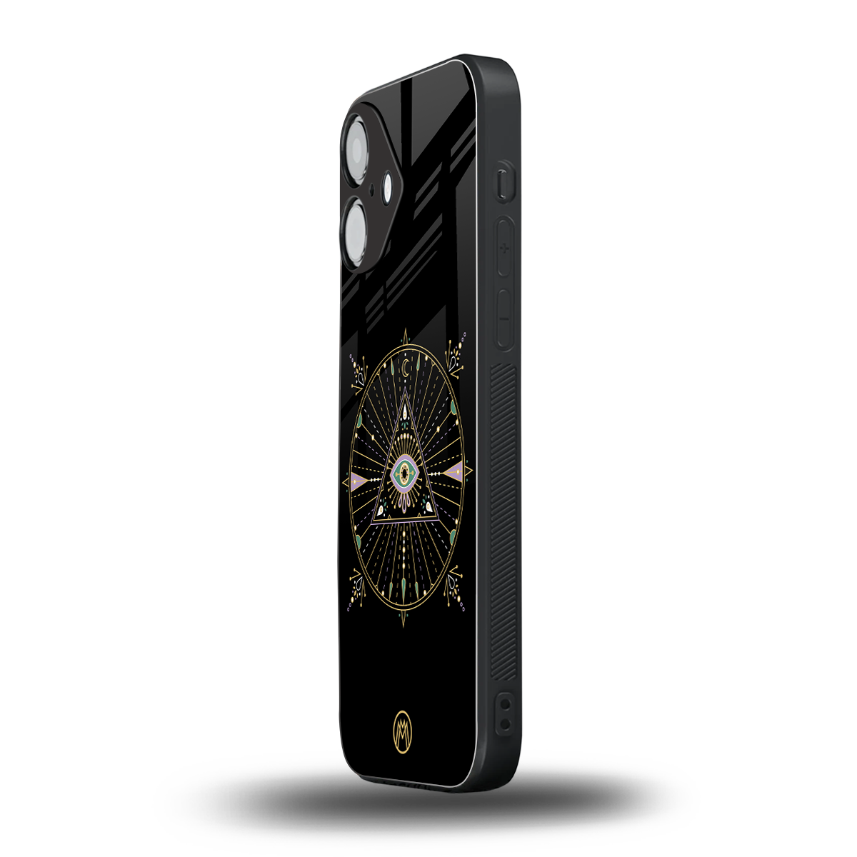evil eye mandala black back phone cover | glass case for iphone 16