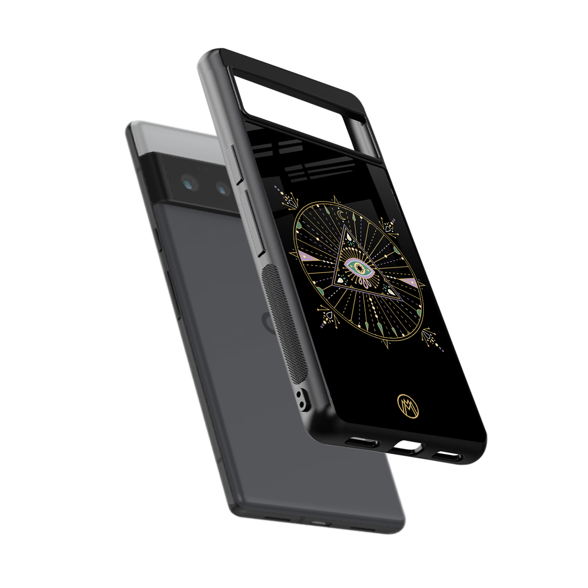 evil eye mandala black back phone cover | glass case for google pixel 6 pro
