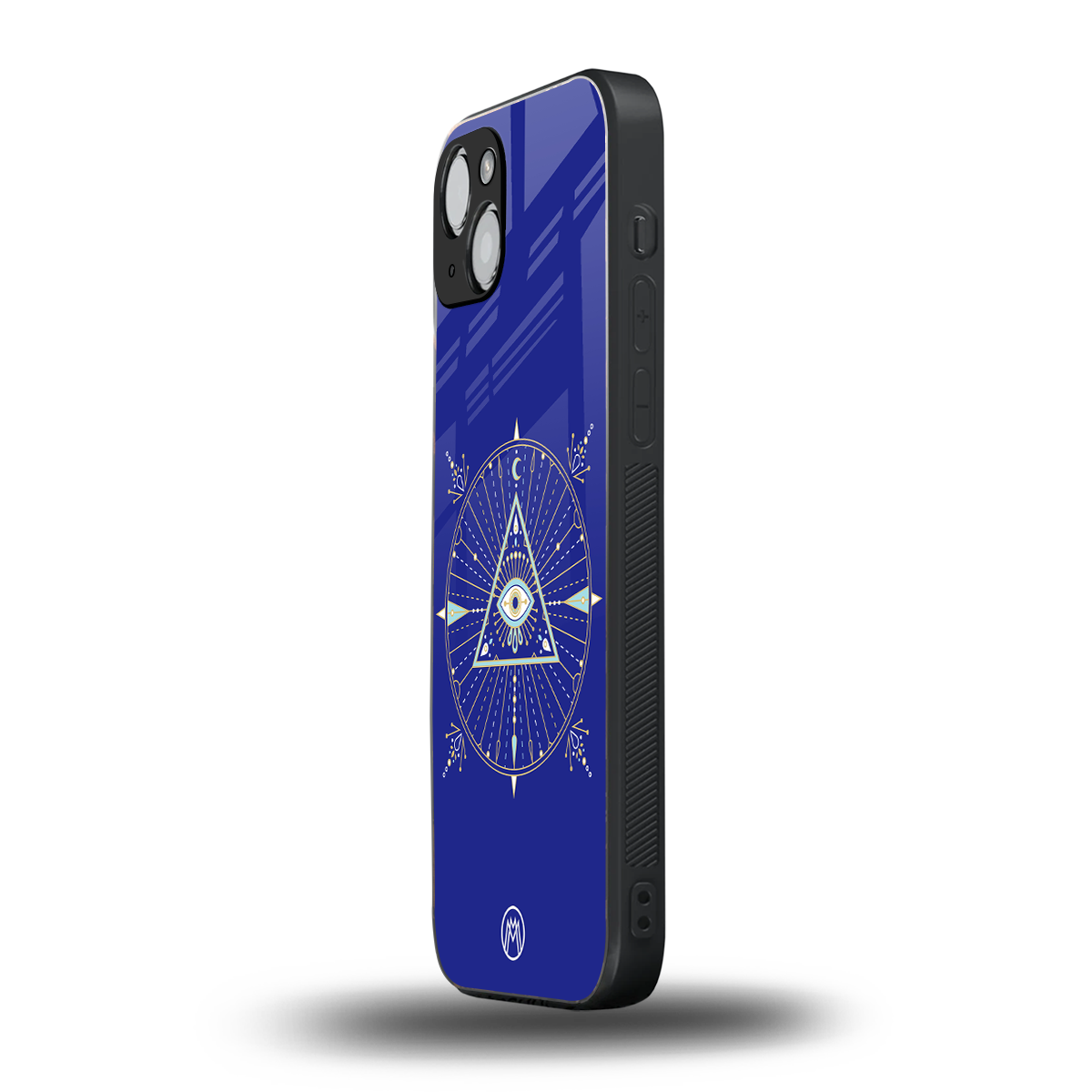 evil eye mandala blue back phone cover | glass case for iphone 15