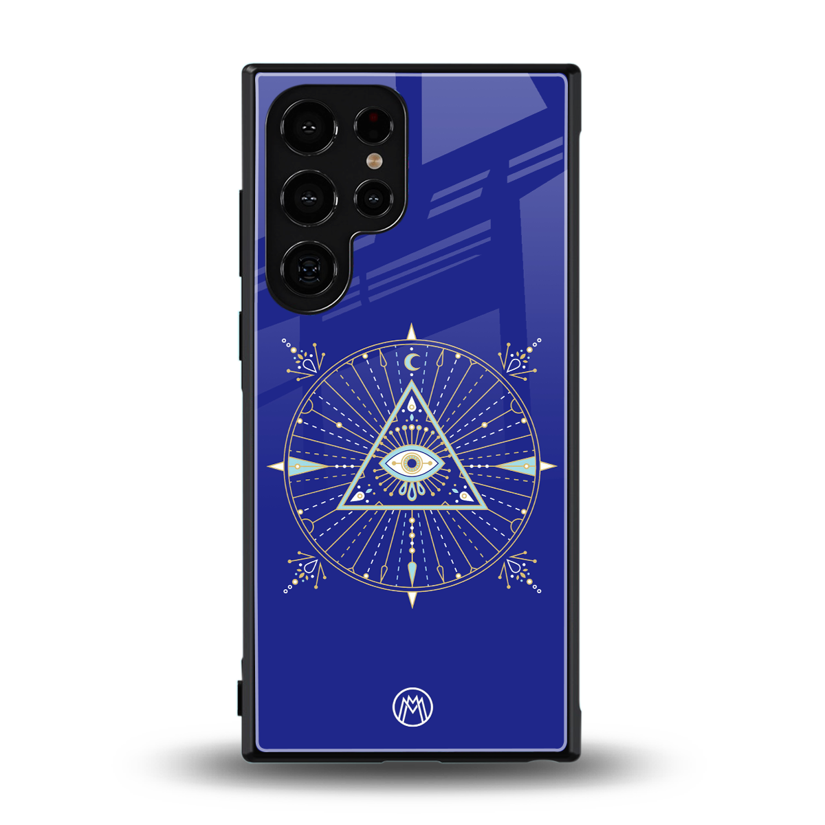 evil eye mandala blue back phone cover | glass case for samsung galaxy s24 ultra
