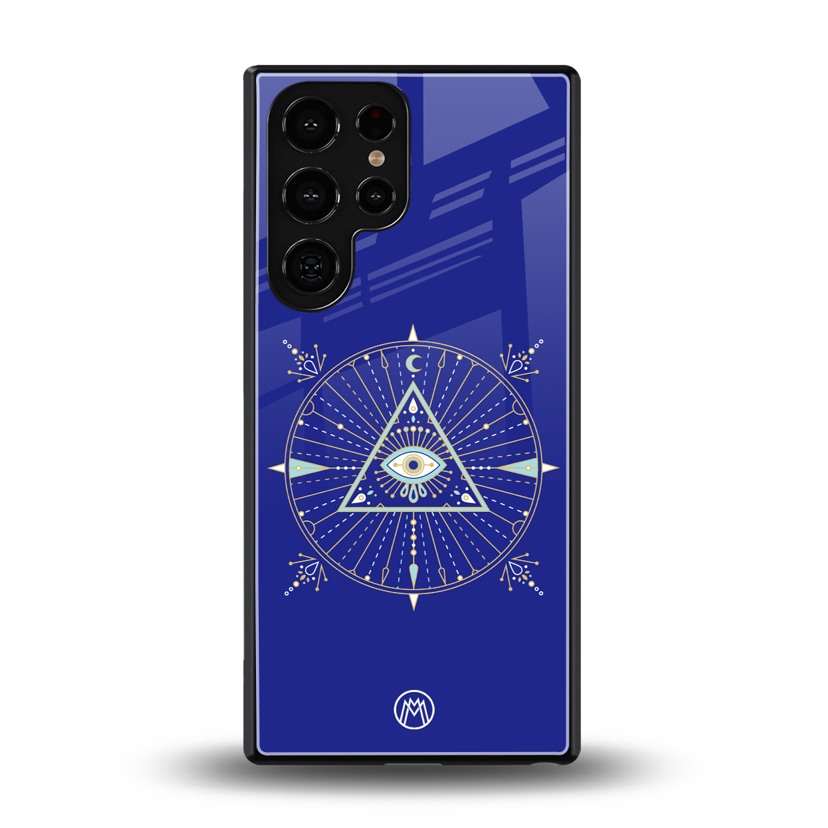 evil eye mandala blue back phone cover | glass case for samsung galaxy s25 ultra
